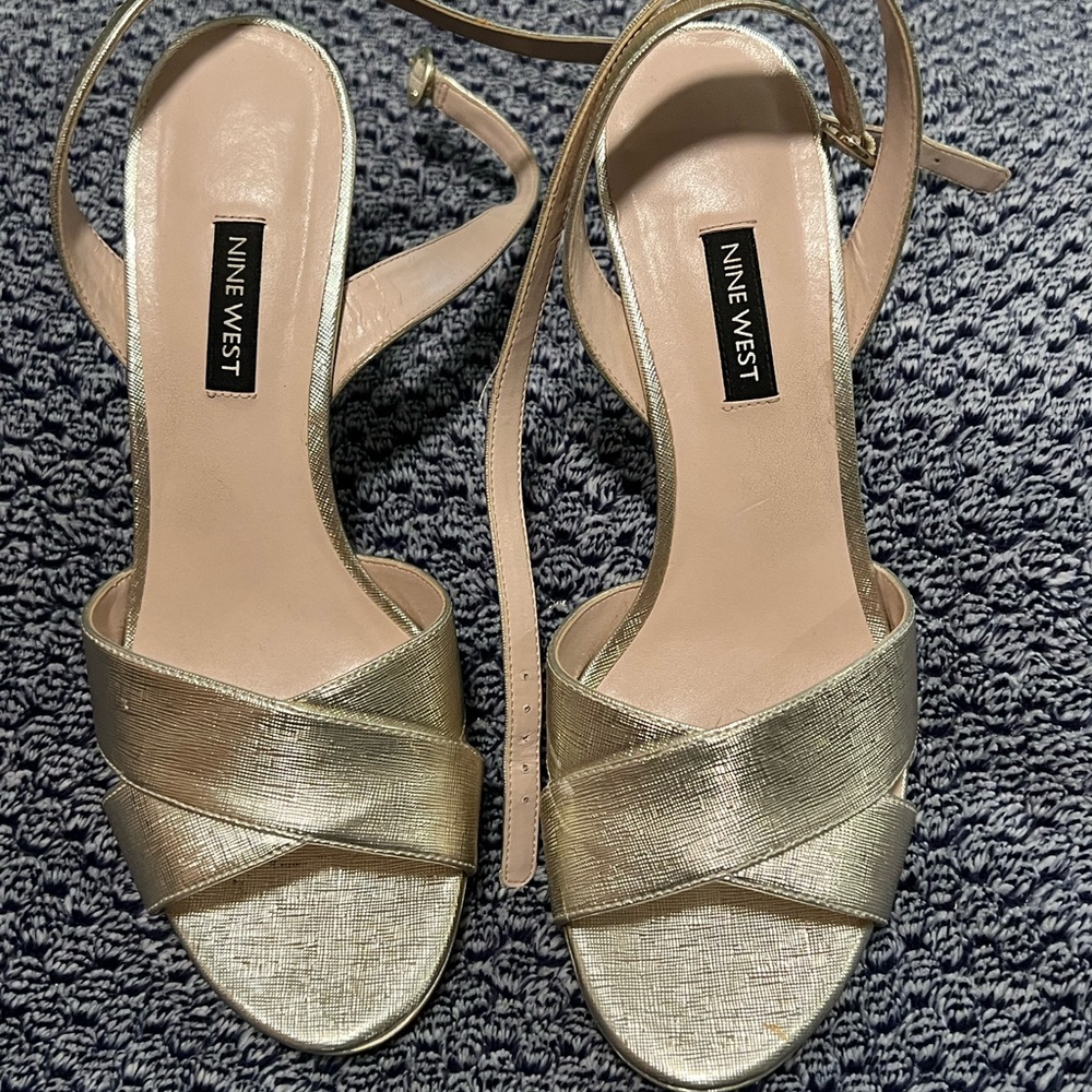 Nine West Metallic Gold Heels